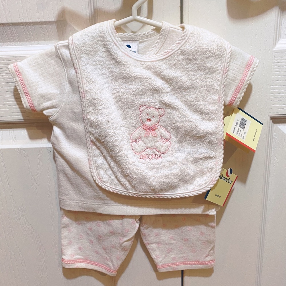 NWT Absorba Baby Girls 2 Piece with Bib